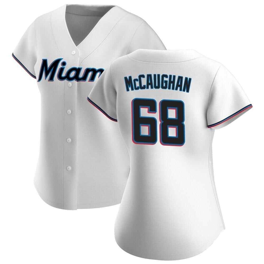 Women's Replica Miami Marlins Darren McCaughan Home Jersey - White Women's Replica Miami Marlins Darren McCaughan Home Jersey - White