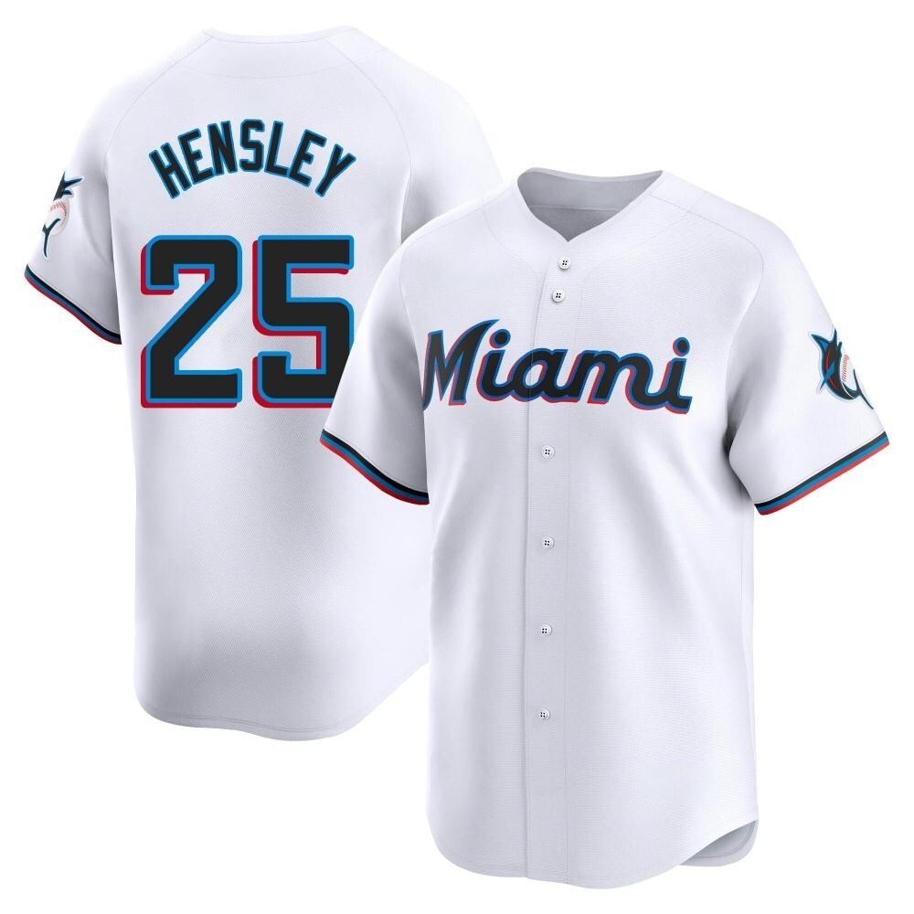 Limited Miami Marlins David Hensley Home Jersey - White Limited Miami Marlins David Hensley Home Jersey - White