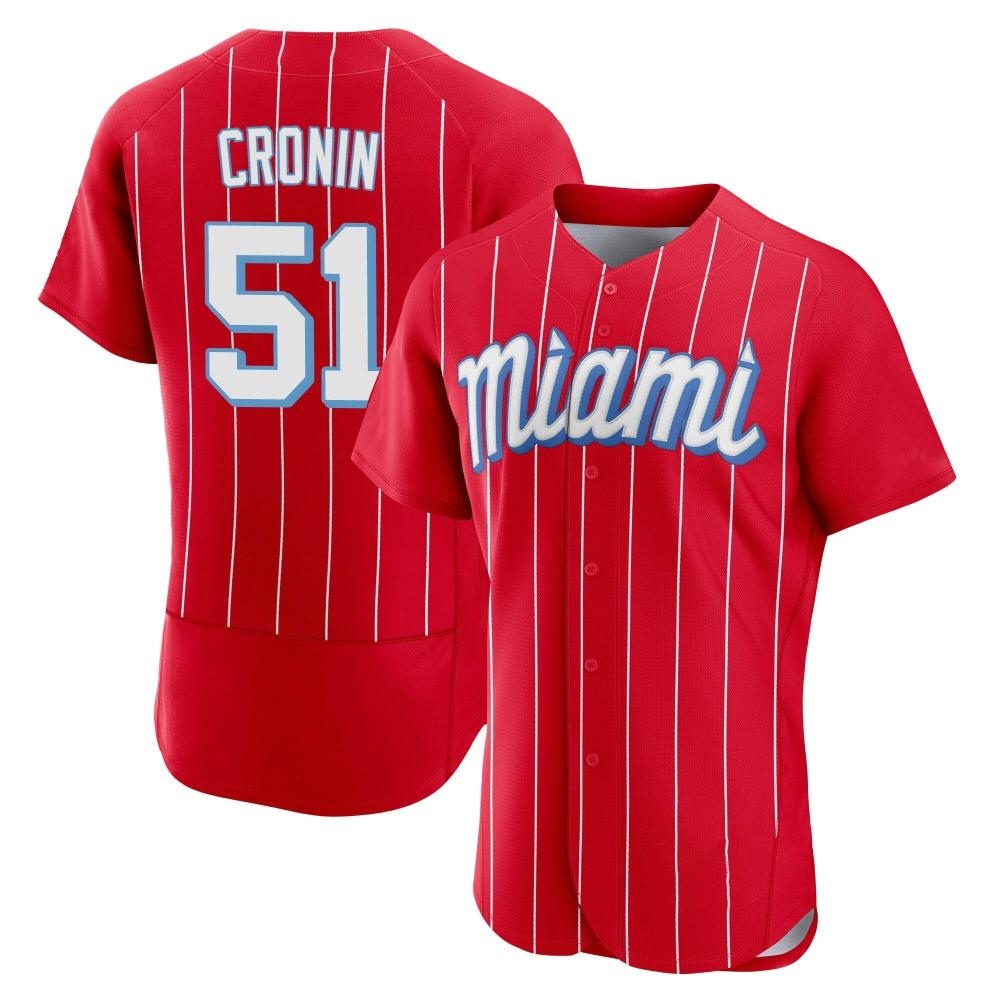 Authentic Miami Marlins Declan Cronin 2021 City Connect Jersey - Red Authentic Miami Marlins Declan Cronin 2021 City Connect Jersey - Red