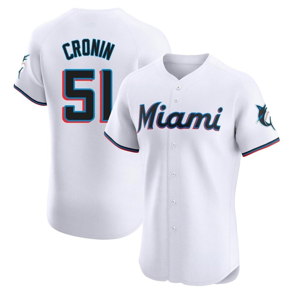 Elite Miami Marlins Declan Cronin Home Jersey - White Elite Miami Marlins Declan Cronin Home Jersey - White