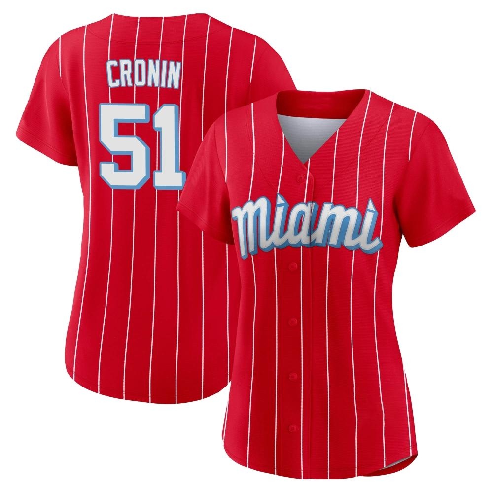 Women's Authentic Miami Marlins Declan Cronin 2021 City Connect Jersey - Red Women's Authentic Miami Marlins Declan Cronin 2021 City Connect Jersey - Red