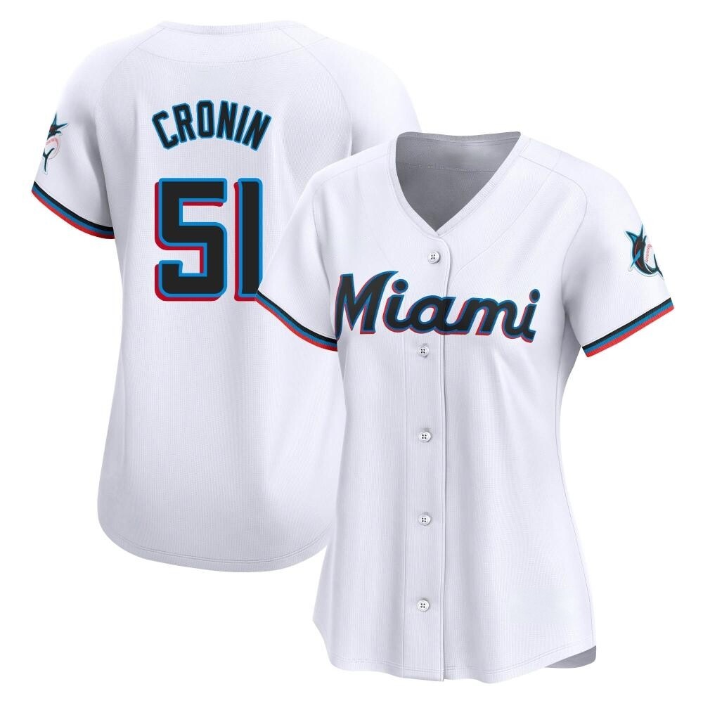 Women's Limited Miami Marlins Declan Cronin Home Jersey - White Women's Limited Miami Marlins Declan Cronin Home Jersey - White