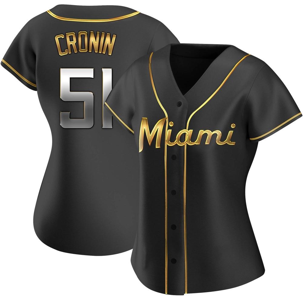 Women's Replica Miami Marlins Declan Cronin Alternate Jersey - Black Golden Women's Replica Miami Marlins Declan Cronin Alternate Jersey - Black Golden