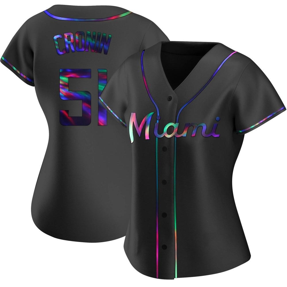 Women's Replica Miami Marlins Declan Cronin Alternate Jersey - Black Holographic Women's Replica Miami Marlins Declan Cronin Alternate Jersey - Black Holographic