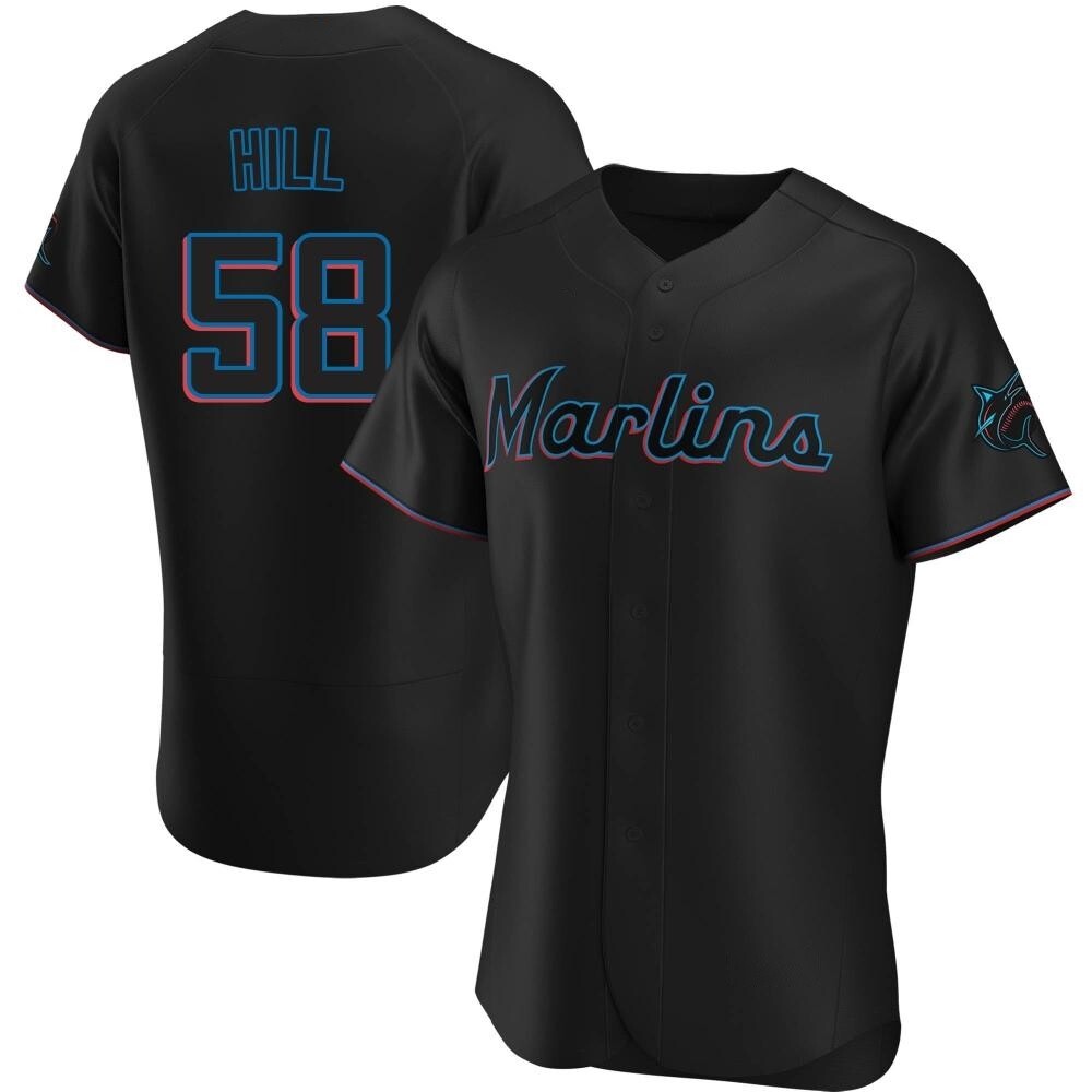 Authentic Miami Marlins Derek Hill Alternate Jersey - Black Authentic Miami Marlins Derek Hill Alternate Jersey - Black
