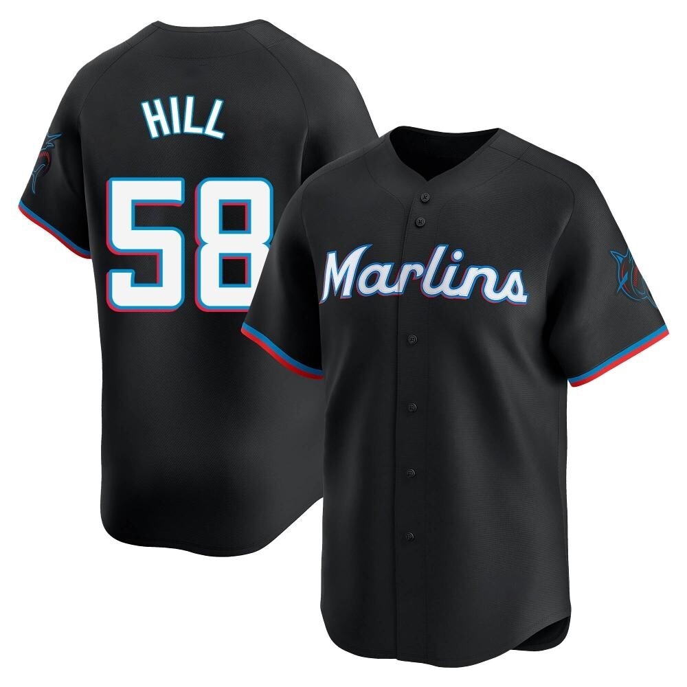 Limited Miami Marlins Derek Hill Alternate Jersey - Black Limited Miami Marlins Derek Hill Alternate Jersey - Black