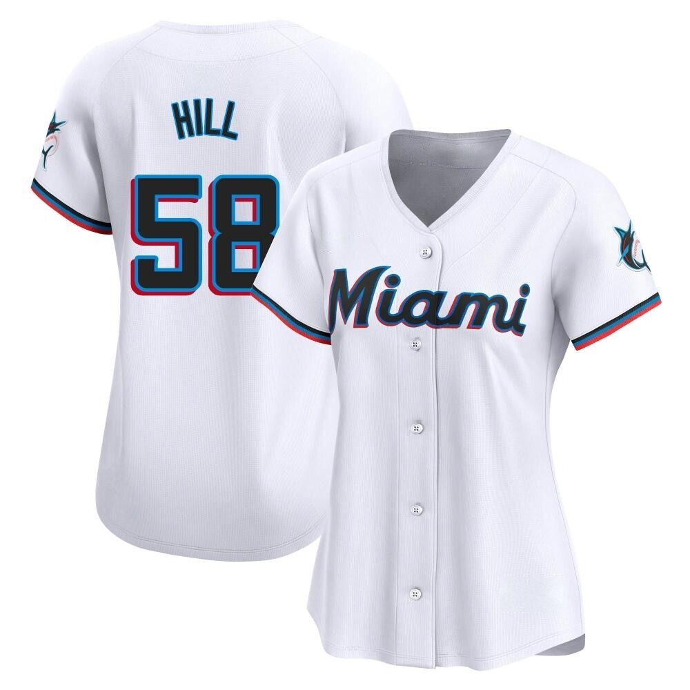 Women's Limited Miami Marlins Derek Hill Home Jersey - White Women's Limited Miami Marlins Derek Hill Home Jersey - White