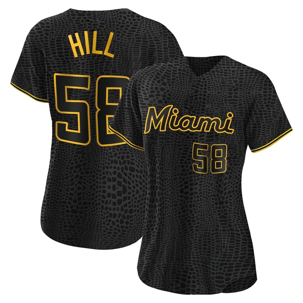 Women's Replica Miami Marlins Derek Hill Snake Skin City Jersey - Black Women's Replica Miami Marlins Derek Hill Snake Skin City Jersey - Black