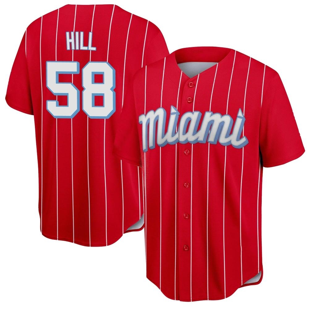 Youth Replica Miami Marlins Derek Hill 2021 City Connect Jersey - Red Youth Replica Miami Marlins Derek Hill 2021 City Connect Jersey - Red