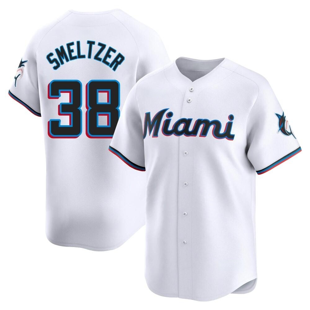 Limited Miami Marlins Devin Smeltzer Home Jersey - White Limited Miami Marlins Devin Smeltzer Home Jersey - White