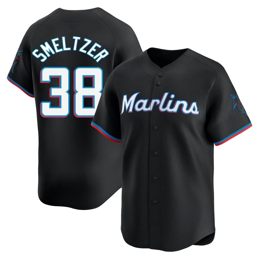 Youth Limited Miami Marlins Devin Smeltzer Alternate Jersey - Black Youth Limited Miami Marlins Devin Smeltzer Alternate Jersey - Black