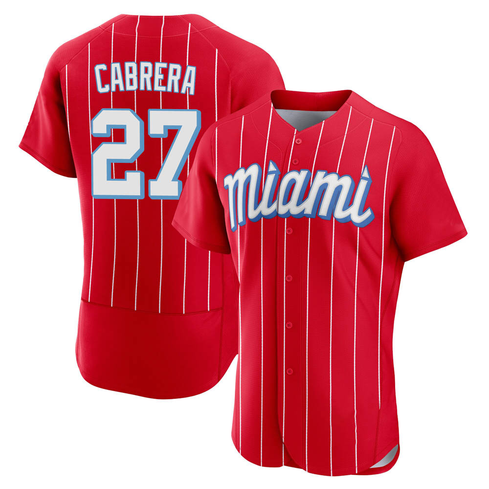 Authentic Miami Marlins Edward Cabrera 2021 City Connect Jersey - Red Authentic Miami Marlins Edward Cabrera 2021 City Connect Jersey - Red
