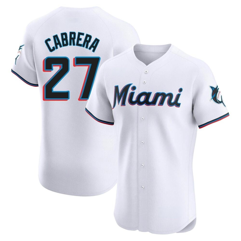 Elite Miami Marlins Edward Cabrera Home Jersey - White Elite Miami Marlins Edward Cabrera Home Jersey - White