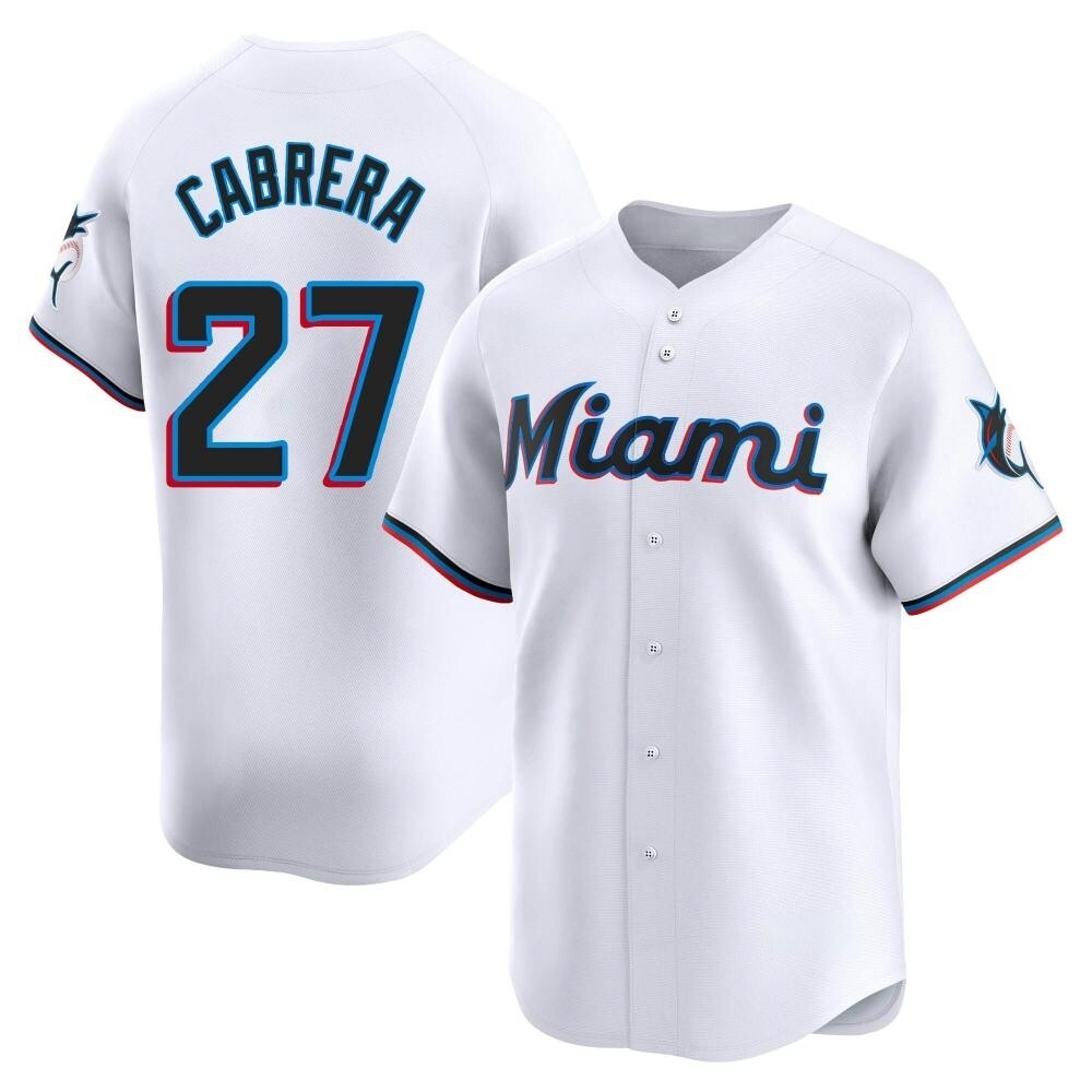 Limited Miami Marlins Edward Cabrera Home Jersey - White Limited Miami Marlins Edward Cabrera Home Jersey - White