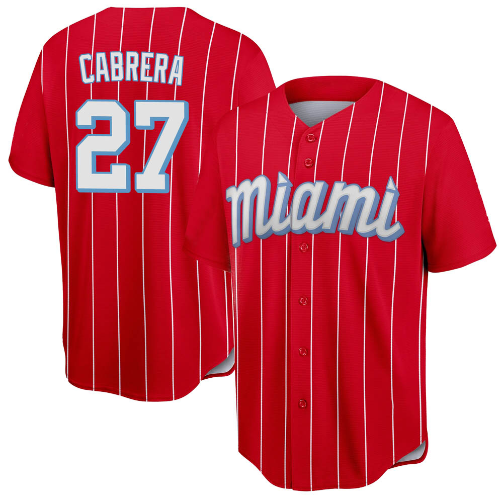 Youth Replica Miami Marlins Edward Cabrera 2021 City Connect Jersey - Red Youth Replica Miami Marlins Edward Cabrera 2021 City Connect Jersey - Red