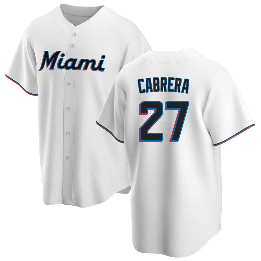 Youth Replica Miami Marlins Edward Cabrera Home Jersey - White Youth Replica Miami Marlins Edward Cabrera Home Jersey - White