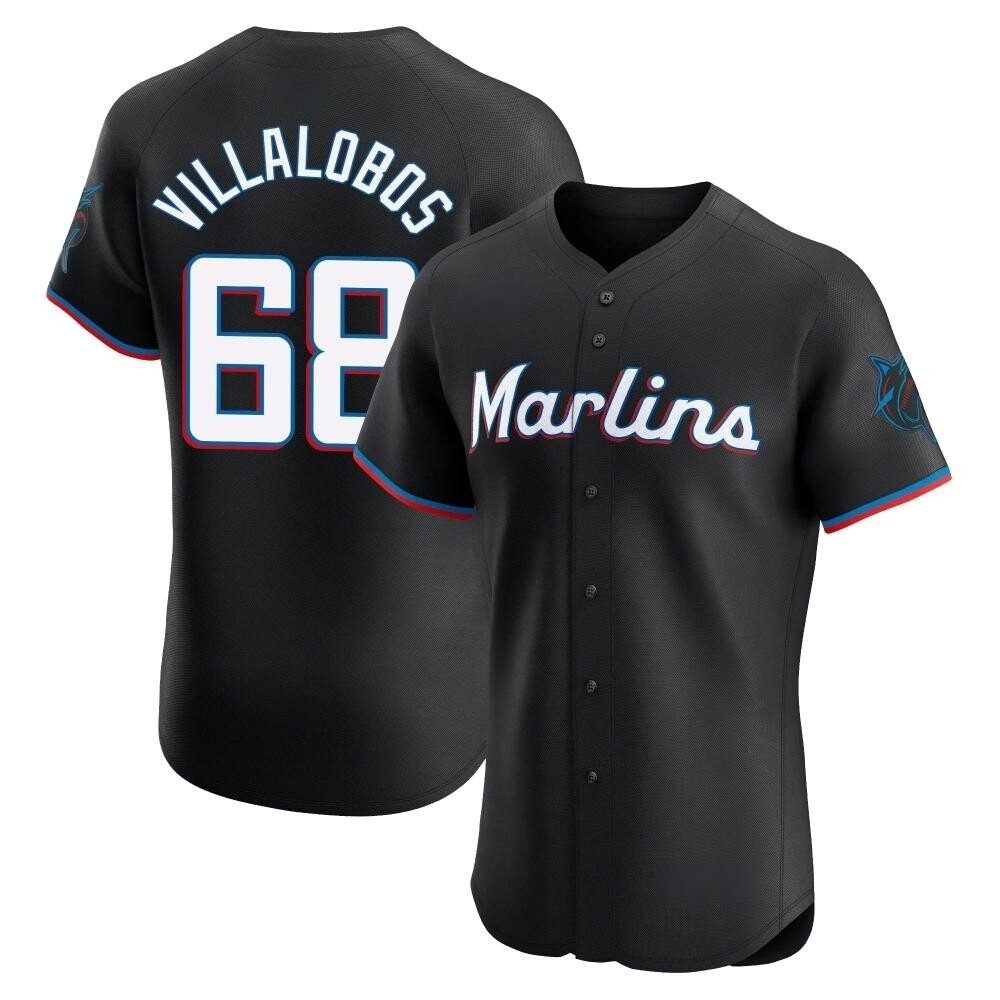Elite Miami Marlins Eli Villalobos Alternate Vapor Premier Jersey - Black Elite Miami Marlins Eli Villalobos Alternate Vapor Premier Jersey - Black