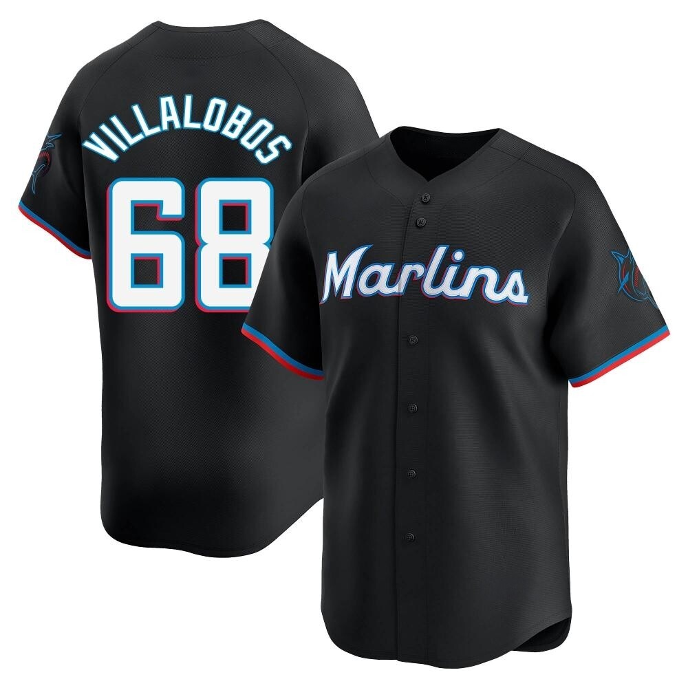 Limited Miami Marlins Eli Villalobos Alternate Jersey - Black