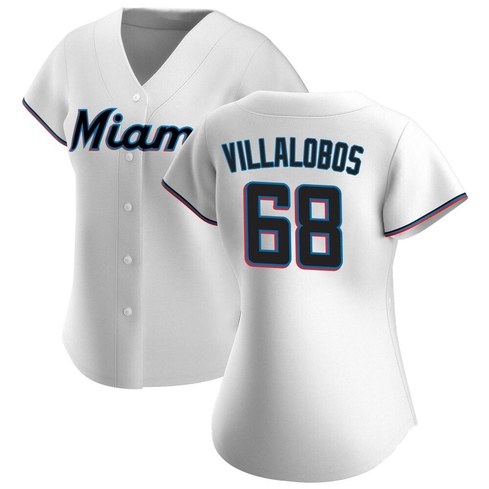 Women's Authentic Miami Marlins Eli Villalobos Home Jersey - White Women's Authentic Miami Marlins Eli Villalobos Home Jersey - White
