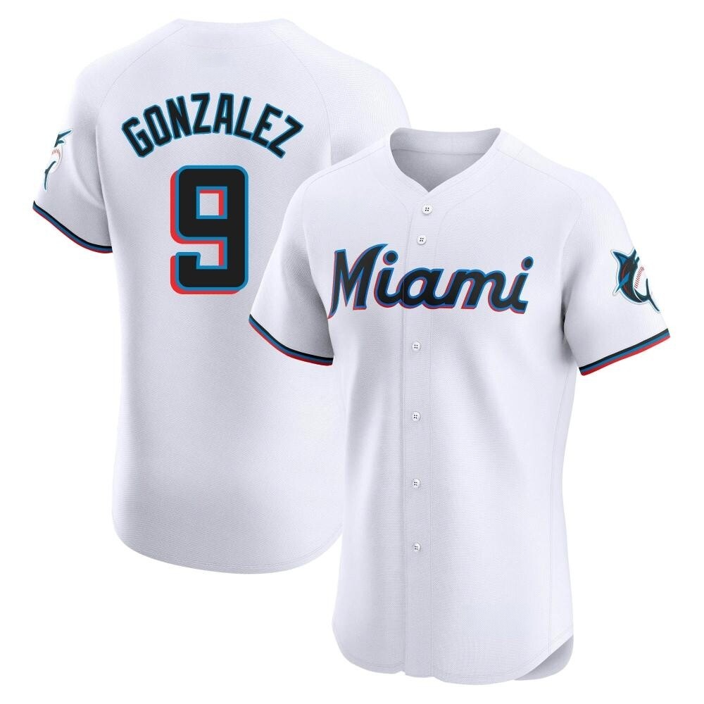 Elite Miami Marlins Erik Gonzalez Home Jersey - White Elite Miami Marlins Erik Gonzalez Home Jersey - White