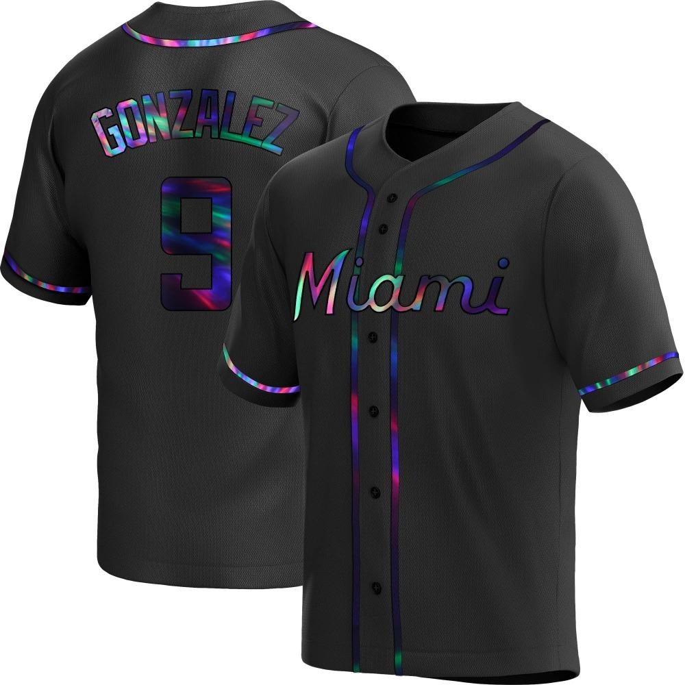 Replica Miami Marlins Erik Gonzalez Alternate Jersey - Black Holographic Replica Miami Marlins Erik Gonzalez Alternate Jersey - Black Holographic