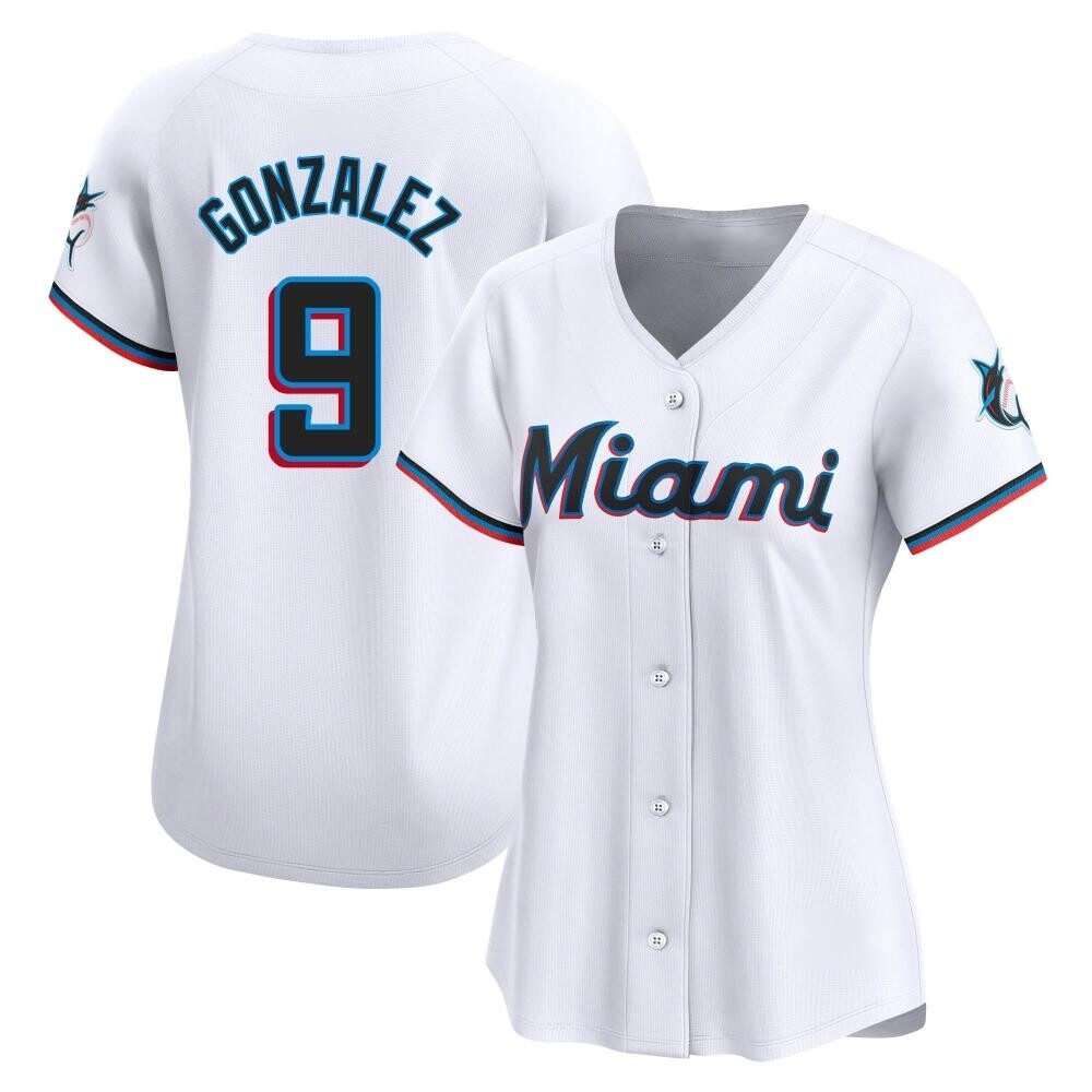 Women's Limited Miami Marlins Erik Gonzalez Home Jersey - White Women's Limited Miami Marlins Erik Gonzalez Home Jersey - White