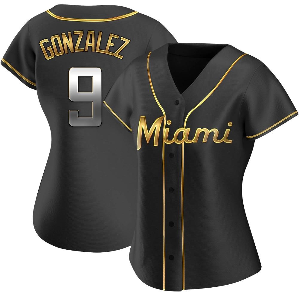 Women's Replica Miami Marlins Erik Gonzalez Alternate Jersey - Black Golden Women's Replica Miami Marlins Erik Gonzalez Alternate Jersey - Black Golden
