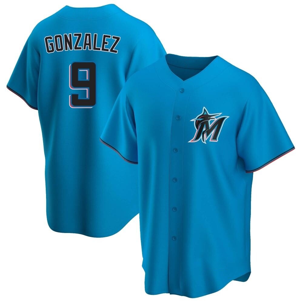 Youth Replica Miami Marlins Erik Gonzalez Alternate Jersey - Blue Youth Replica Miami Marlins Erik Gonzalez Alternate Jersey - Blue