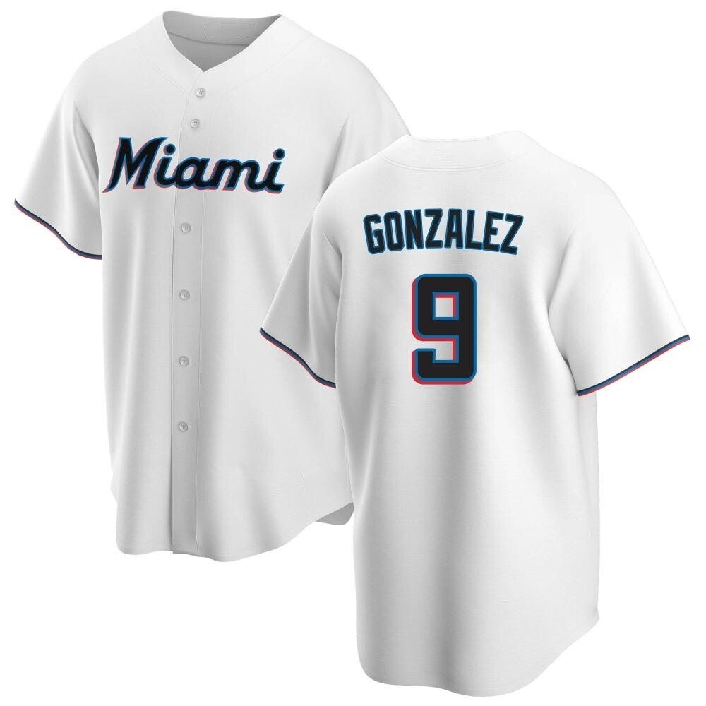 Youth Replica Miami Marlins Erik Gonzalez Home Jersey - White Youth Replica Miami Marlins Erik Gonzalez Home Jersey - White