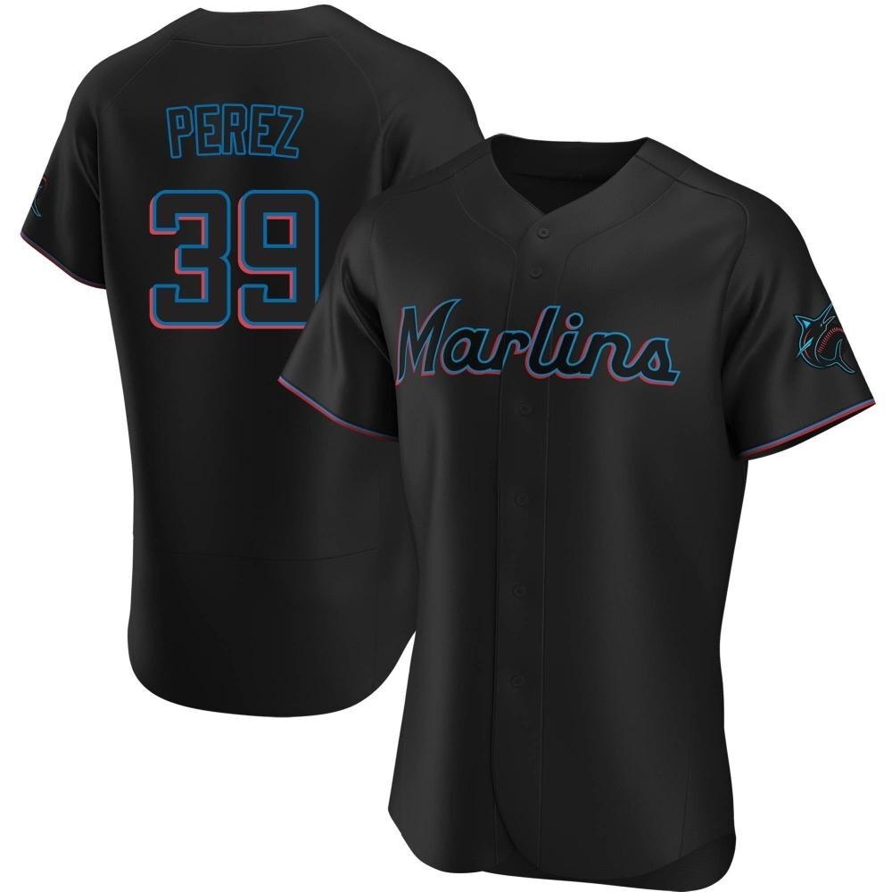 Authentic Miami Marlins Eury Perez Alternate Jersey - Black Authentic Miami Marlins Eury Perez Alternate Jersey - Black