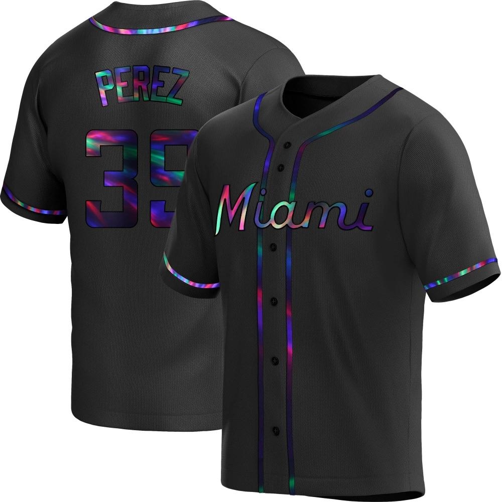 Replica Miami Marlins Eury Perez Alternate Jersey - Black Holographic Replica Miami Marlins Eury Perez Alternate Jersey - Black Holographic
