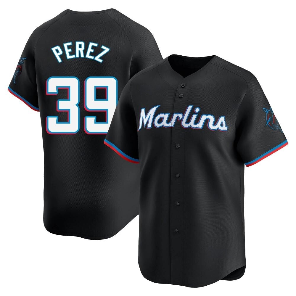 Youth Limited Miami Marlins Eury Perez Alternate Jersey - Black Youth Limited Miami Marlins Eury Perez Alternate Jersey - Black