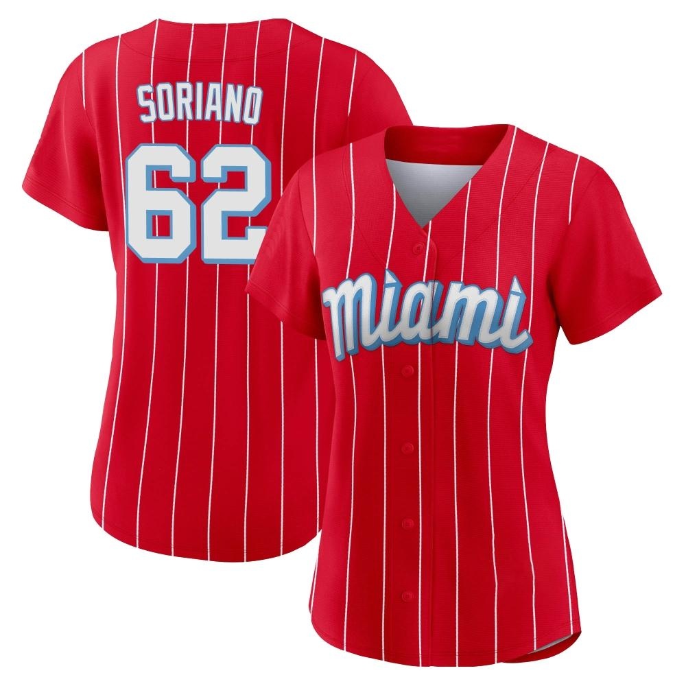 Women's Authentic Miami Marlins George Soriano 2021 City Connect Jersey - Red Women's Authentic Miami Marlins George Soriano 2021 City Connect Jersey - Red
