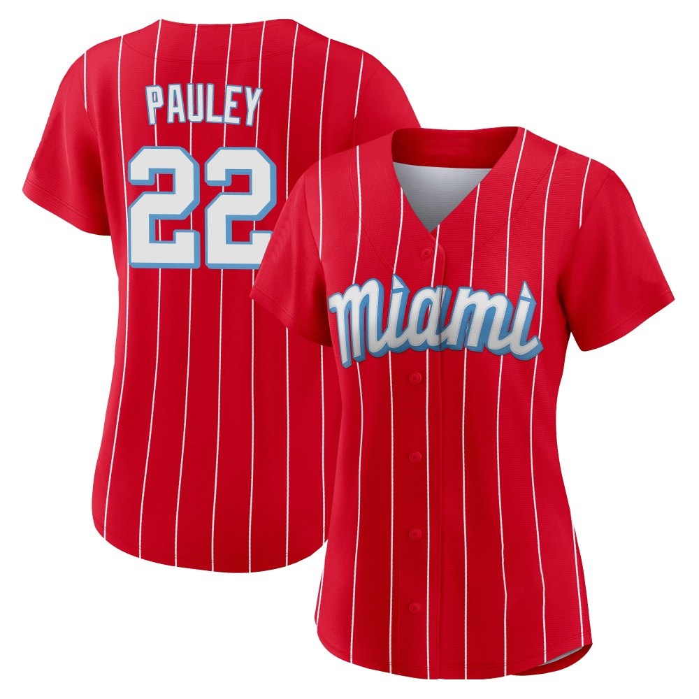 Women's Authentic Miami Marlins Graham Pauley 2021 City Connect Jersey - Red