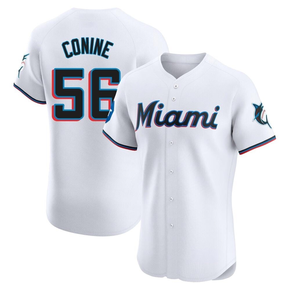 Elite Miami Marlins Griffin Conine Home Patch Jersey - White Elite Miami Marlins Griffin Conine Home Patch Jersey - White