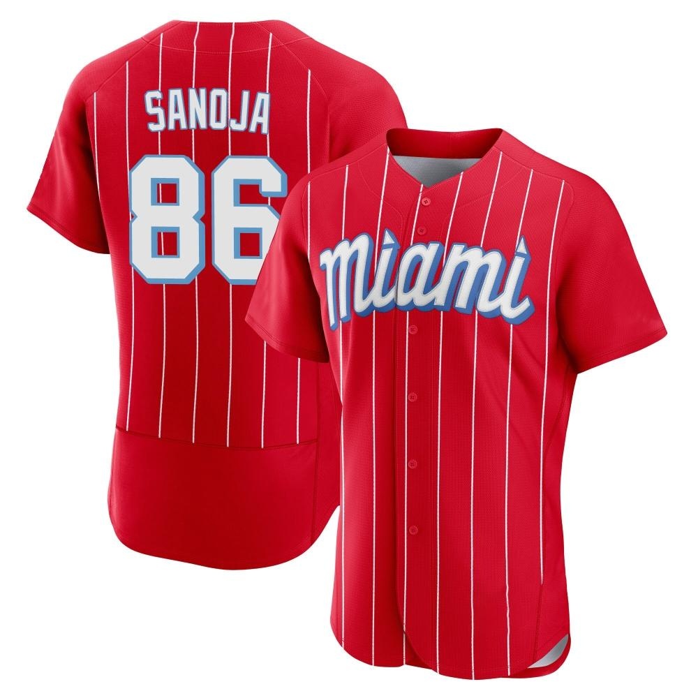 Authentic Miami Marlins Javier Sanoja 2021 City Connect Jersey - Red Authentic Miami Marlins Javier Sanoja 2021 City Connect Jersey - Red