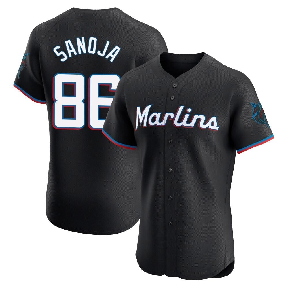 Elite Miami Marlins Javier Sanoja Alternate Vapor Premier Jersey - Black Elite Miami Marlins Javier Sanoja Alternate Vapor Premier Jersey - Black