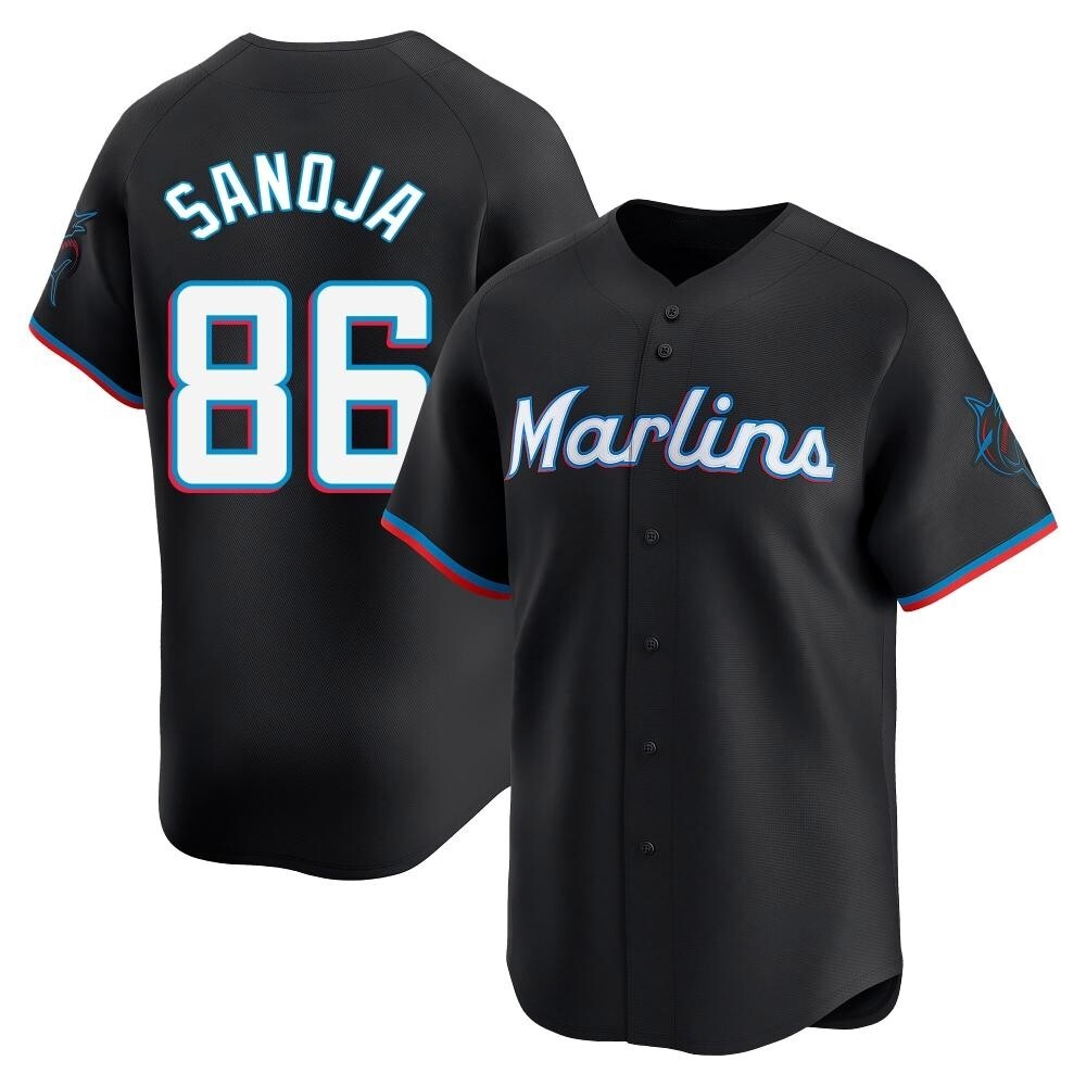 Youth Limited Miami Marlins Javier Sanoja Alternate Jersey - Black Youth Limited Miami Marlins Javier Sanoja Alternate Jersey - Black