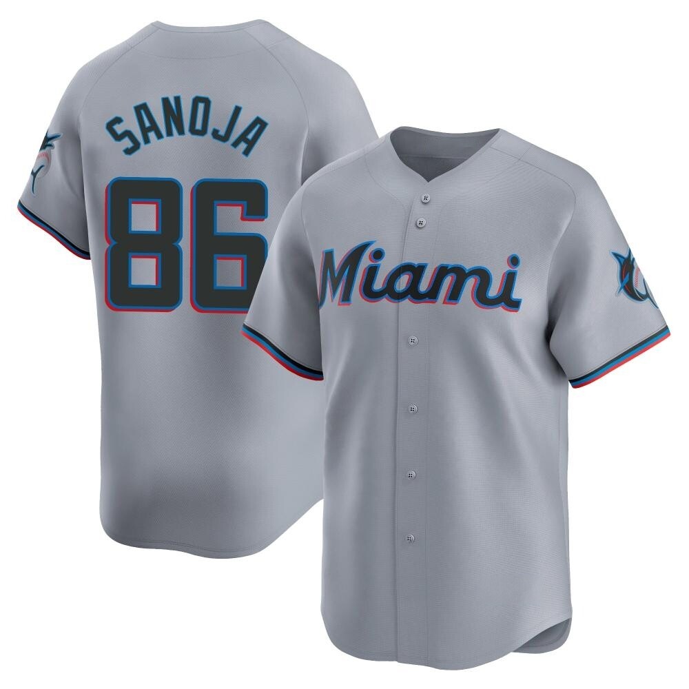 Youth Limited Miami Marlins Javier Sanoja Road Jersey - Gray Youth Limited Miami Marlins Javier Sanoja Road Jersey - Gray
