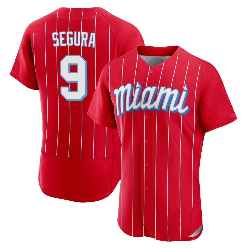 Authentic Miami Marlins Jean Segura 2021 City Connect Jersey - Red Authentic Miami Marlins Jean Segura 2021 City Connect Jersey - Red