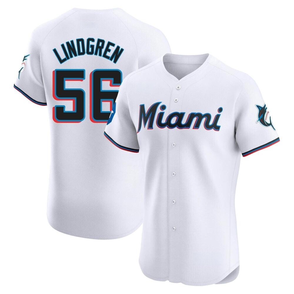 Elite Miami Marlins Jeff Lindgren Home Patch Jersey - White Elite Miami Marlins Jeff Lindgren Home Patch Jersey - White