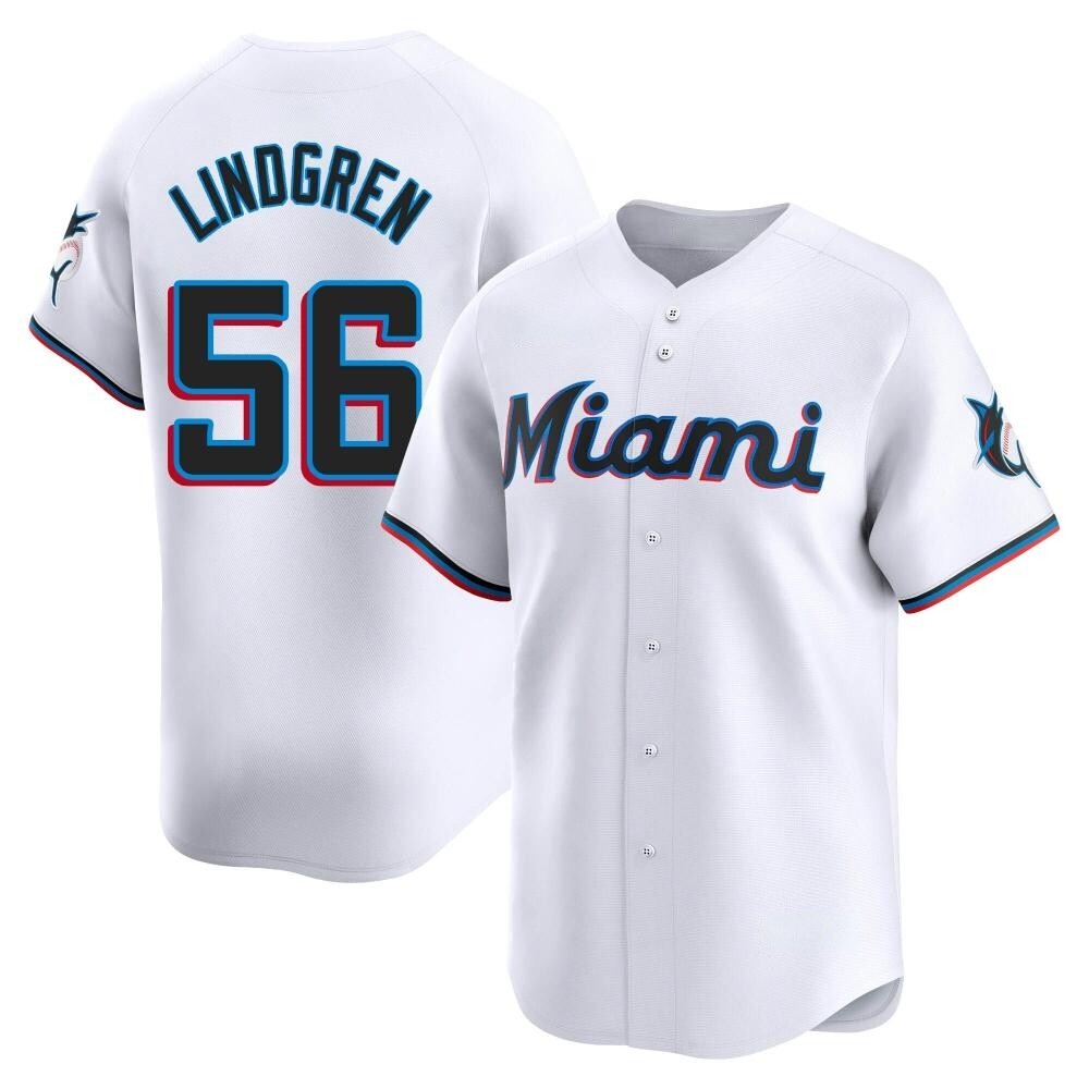 Limited Miami Marlins Jeff Lindgren Home Jersey - White Limited Miami Marlins Jeff Lindgren Home Jersey - White