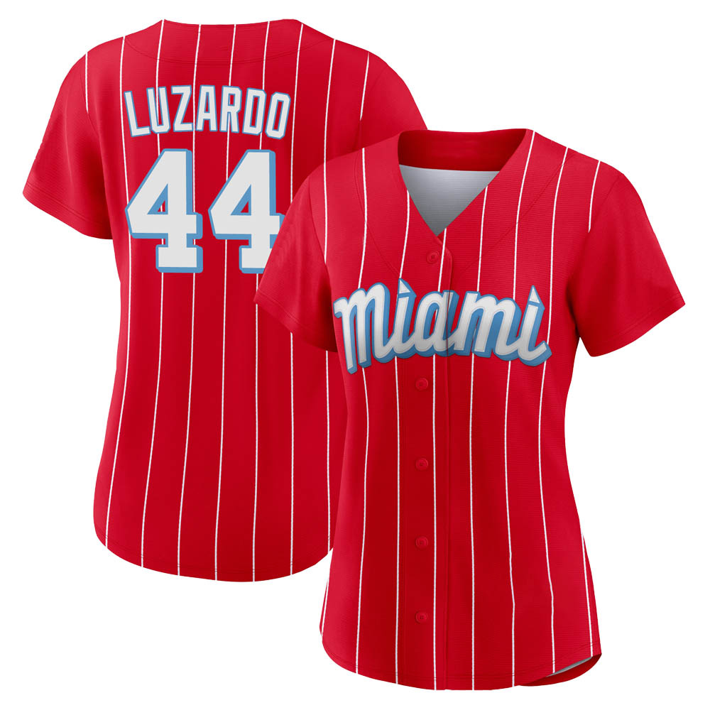 Women's Authentic Miami Marlins Jesus Luzardo 2021 City Connect Jersey - Red