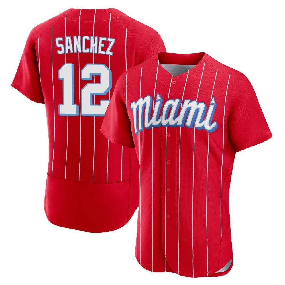 Authentic Miami Marlins Jesus Sanchez 2021 City Connect Jersey - Red Authentic Miami Marlins Jesus Sanchez 2021 City Connect Jersey - Red