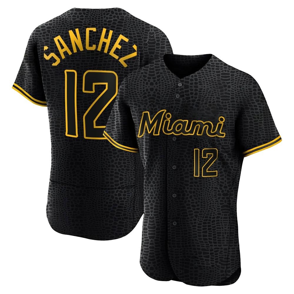 Authentic Miami Marlins Jesus Sanchez Snake Skin City Jersey - Black Authentic Miami Marlins Jesus Sanchez Snake Skin City Jersey - Black