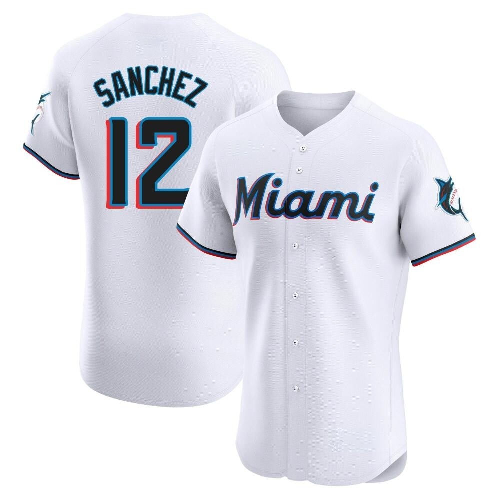 Elite Miami Marlins Jesus Sanchez Home Jersey - White Elite Miami Marlins Jesus Sanchez Home Jersey - White