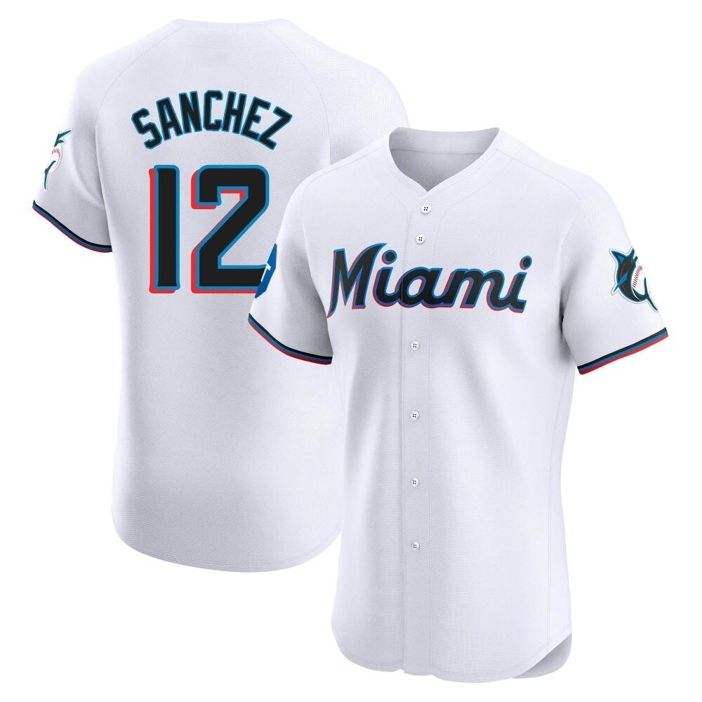 Elite Miami Marlins Jesus Sanchez Home Patch Jersey - White Elite Miami Marlins Jesus Sanchez Home Patch Jersey - White