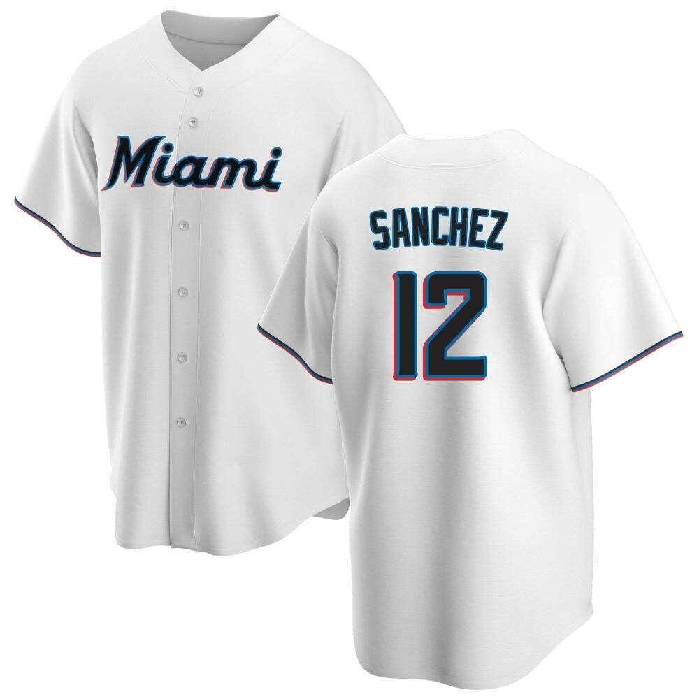 Replica Miami Marlins Jesus Sanchez Home Jersey - White Replica Miami Marlins Jesus Sanchez Home Jersey - White