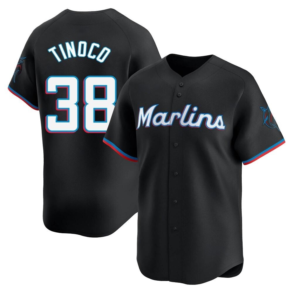 Limited Miami Marlins Jesus Tinoco Alternate Jersey - Black Limited Miami Marlins Jesus Tinoco Alternate Jersey - Black