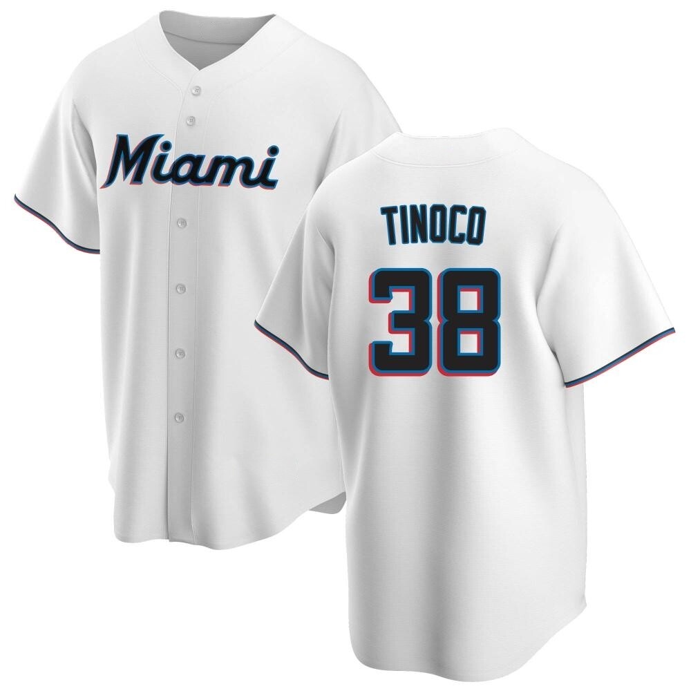 Replica Miami Marlins Jesus Tinoco Home Jersey - White Replica Miami Marlins Jesus Tinoco Home Jersey - White